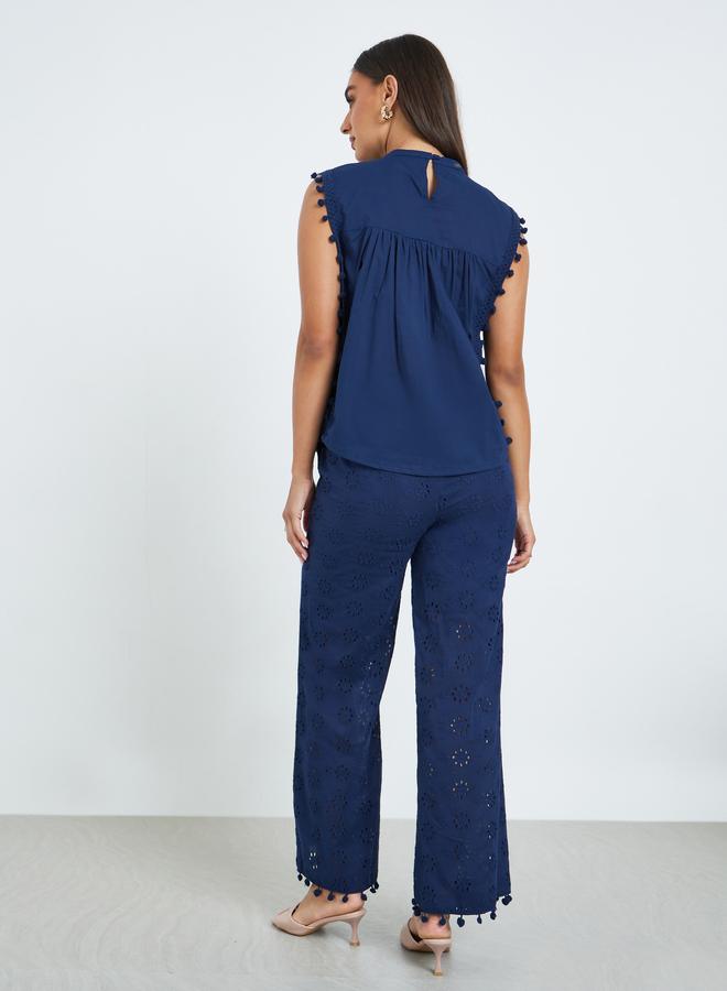 ستايلي مجموعة نسائية بنمط توب وبنطال بأرجل واسعة - Image 5